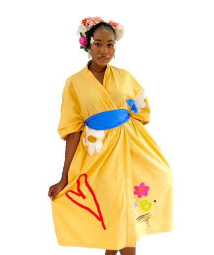 Yellow cotton kimono