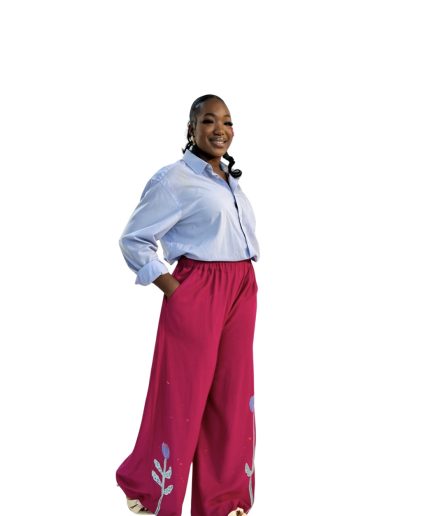 Loose fit hot pink pants