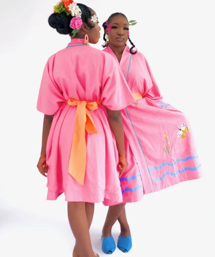 Coral Butterfly Kimono