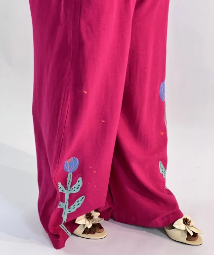 Loose fit hot pink pants