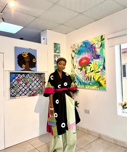 Multi colored black kimono